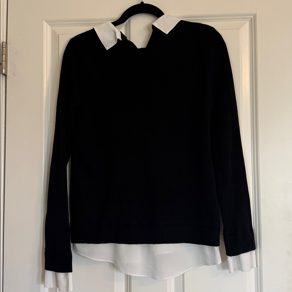 Ivanka Trump Black Top with White Embroidered Collar - Picture 5 of 11